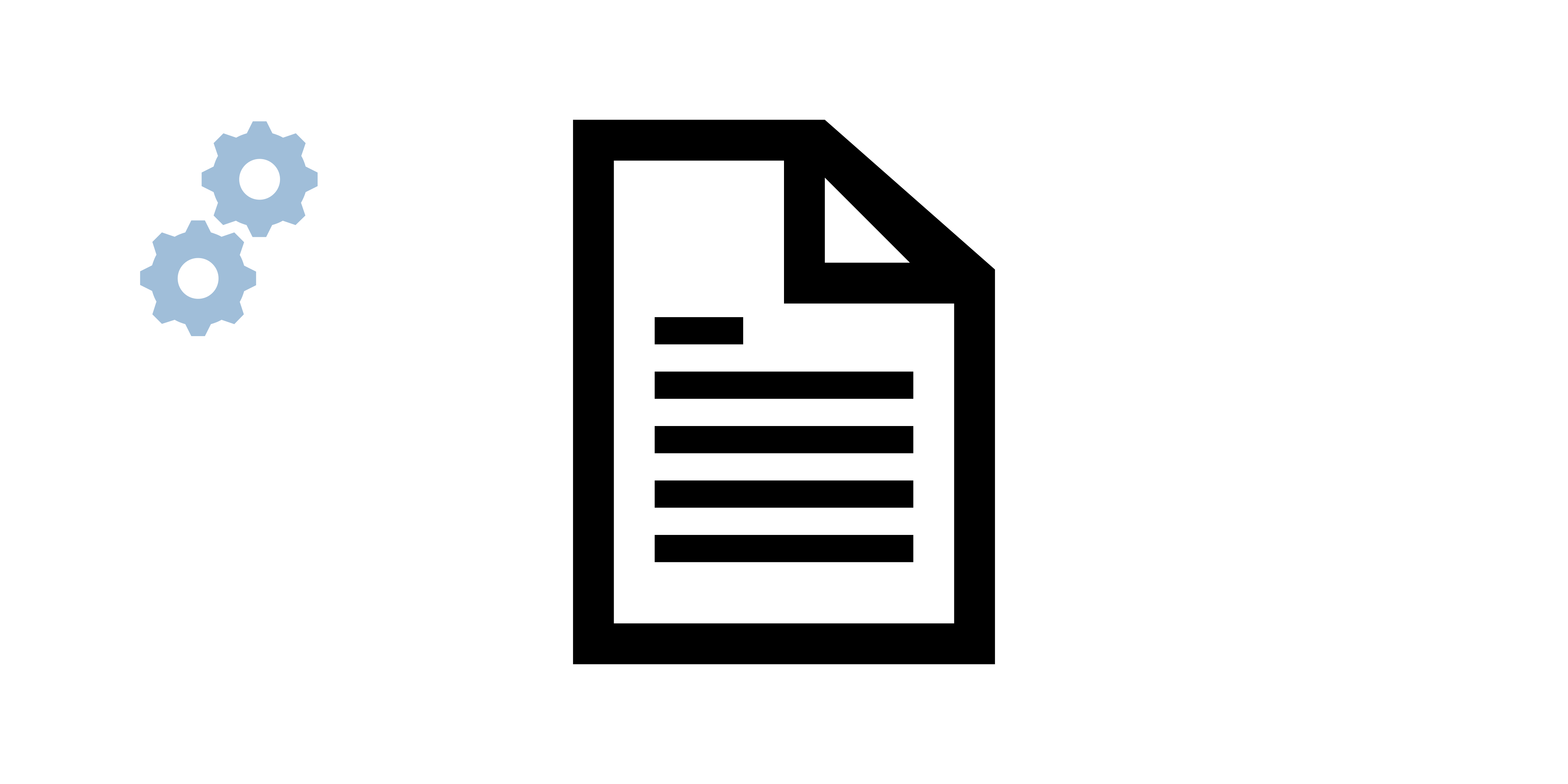 Icon of two gears and another icon of a document